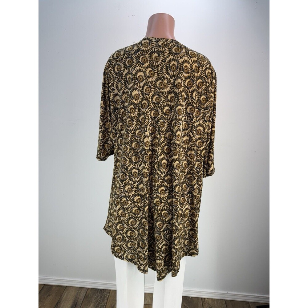 LuLaRoe Open Front Kimono Cardigan Womens S Sunflower Print Navy Yellow Boho - Picture 4 of 12